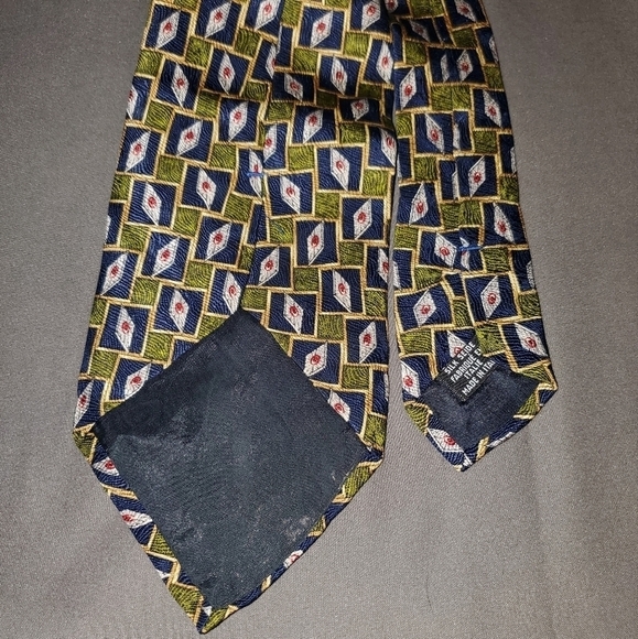 Green & Navy Blue Patterned Tie - NEW - Picture 5 of 5